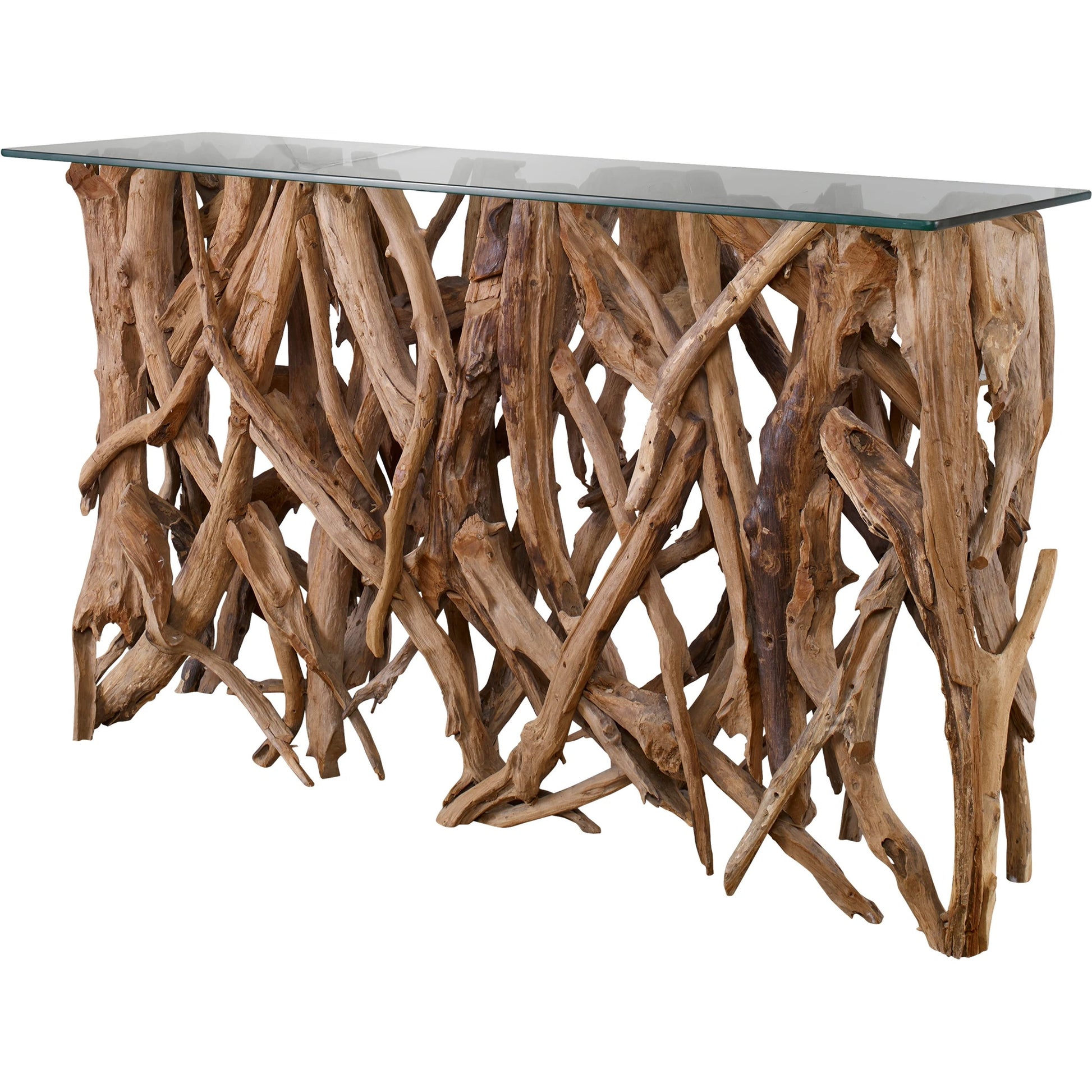 Teak Wood Console by Uttermost in teak. Made from wood, glass in a cottage & farmhouse style.