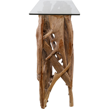 Teak Wood Console by Uttermost in teak. Made from wood, glass in a cottage & farmhouse style.