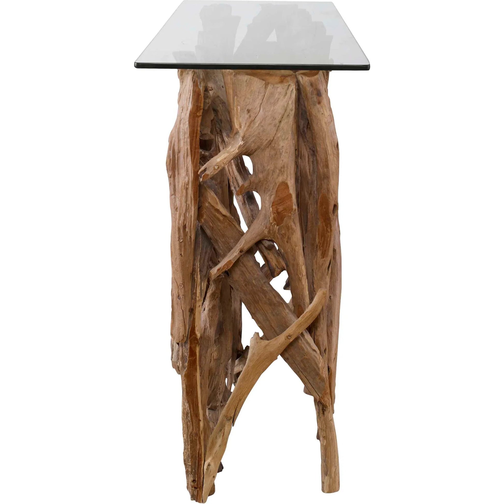 Teak Wood Console by Uttermost in teak. Made from wood, glass in a cottage & farmhouse style.