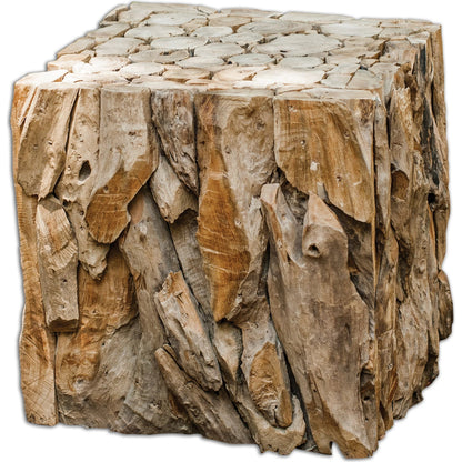 Teak Root Bunching Cube by Uttermost. Made from teak wood in a cottage & farmhouse style.