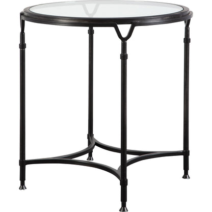 Samson Glass Side Table by Uttermost. Made from metal, glass in a cottage & farmhouse style.