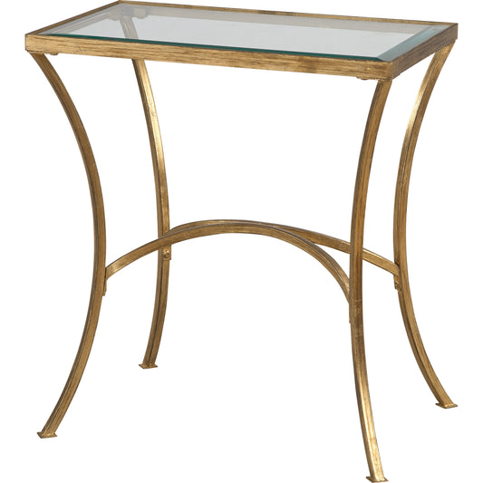 001 S-253083 | Primary Silo | Alayna End Table by Uttermost in gold. Made from metal, tempered glass in a modern style.