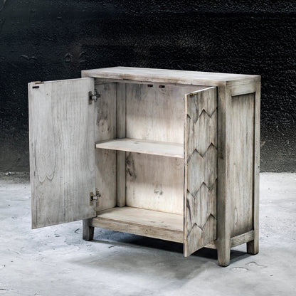 Catori Smoked Ivory Console Cabinet by Uttermost. Made from mdf carb phase 2 with mahogany wood in a eclectic & global style.