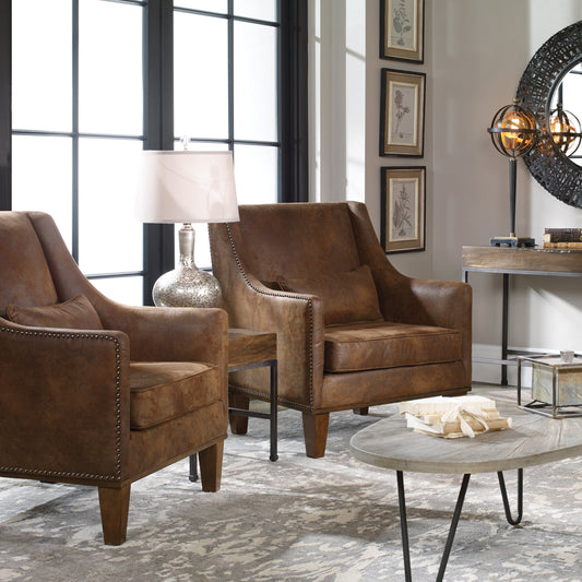 Clay Armchair by Uttermost. Made from fabric, wood, plywood, foam in a cottage & farmhouse style.