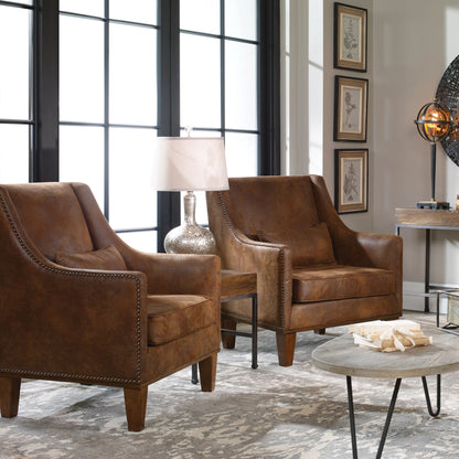 Clay Armchair by Uttermost. Made from fabric, wood, plywood, foam in a cottage & farmhouse style.
