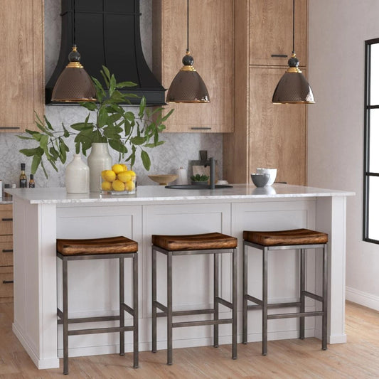 Beck Industrial Bar Stool by Uttermost. Made from metal iron with javawood in a modern style.