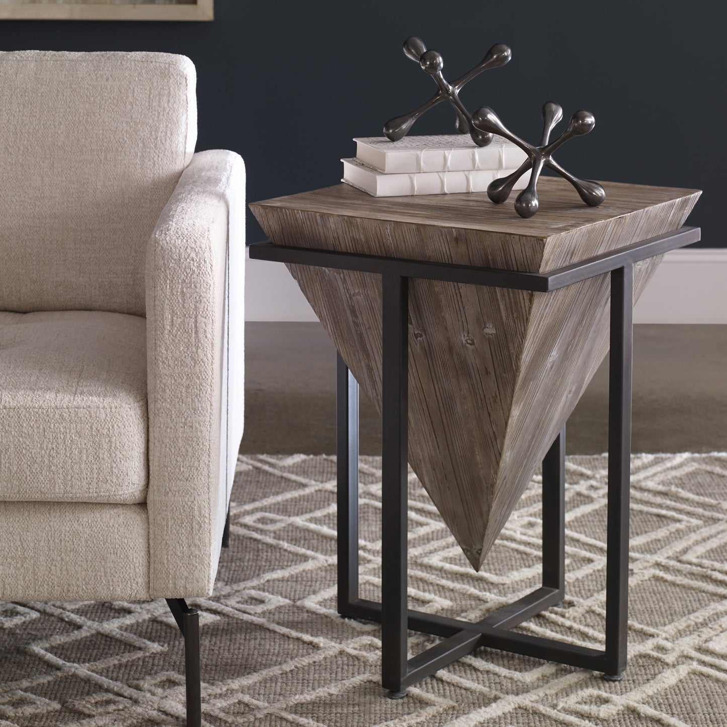 006 S-328987 | Lifestyle | Bertrand Wood Accent Table by Uttermost. Made from iron, fir, mdf in a modern style.