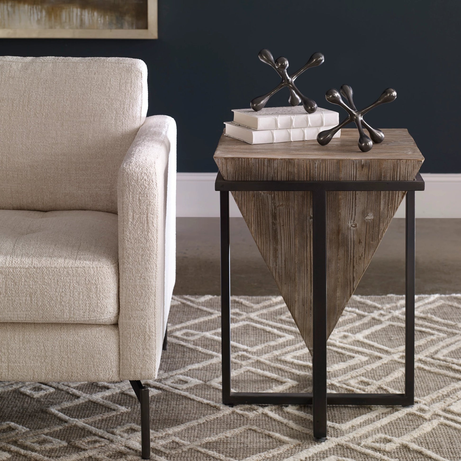 Bertrand Wood Accent Table by Uttermost. Made from iron, fir, mdf in a modern style.
