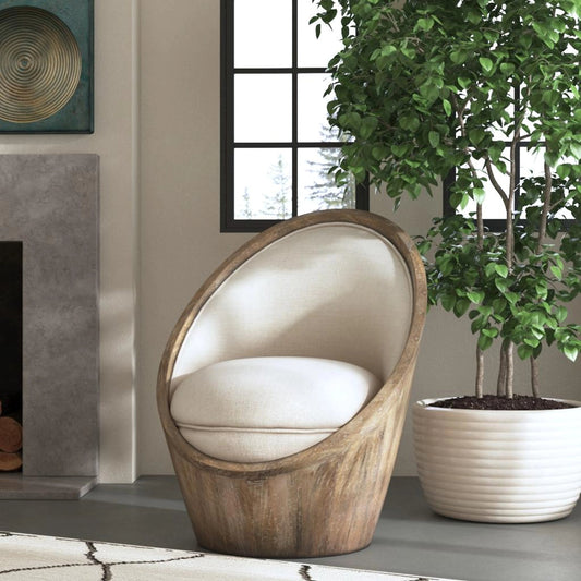 Noemi Morden Accent Chair by Uttermost. Made from mahogany wood with foam, fabric in a coastal style.