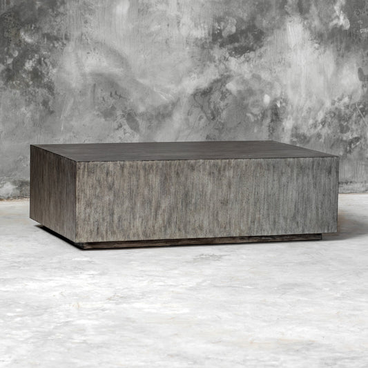 Kareem Modern Coffee Table by Uttermost in gray. Made from mdf carb phase 2 with javawood, veneer in a eclectic & global style.