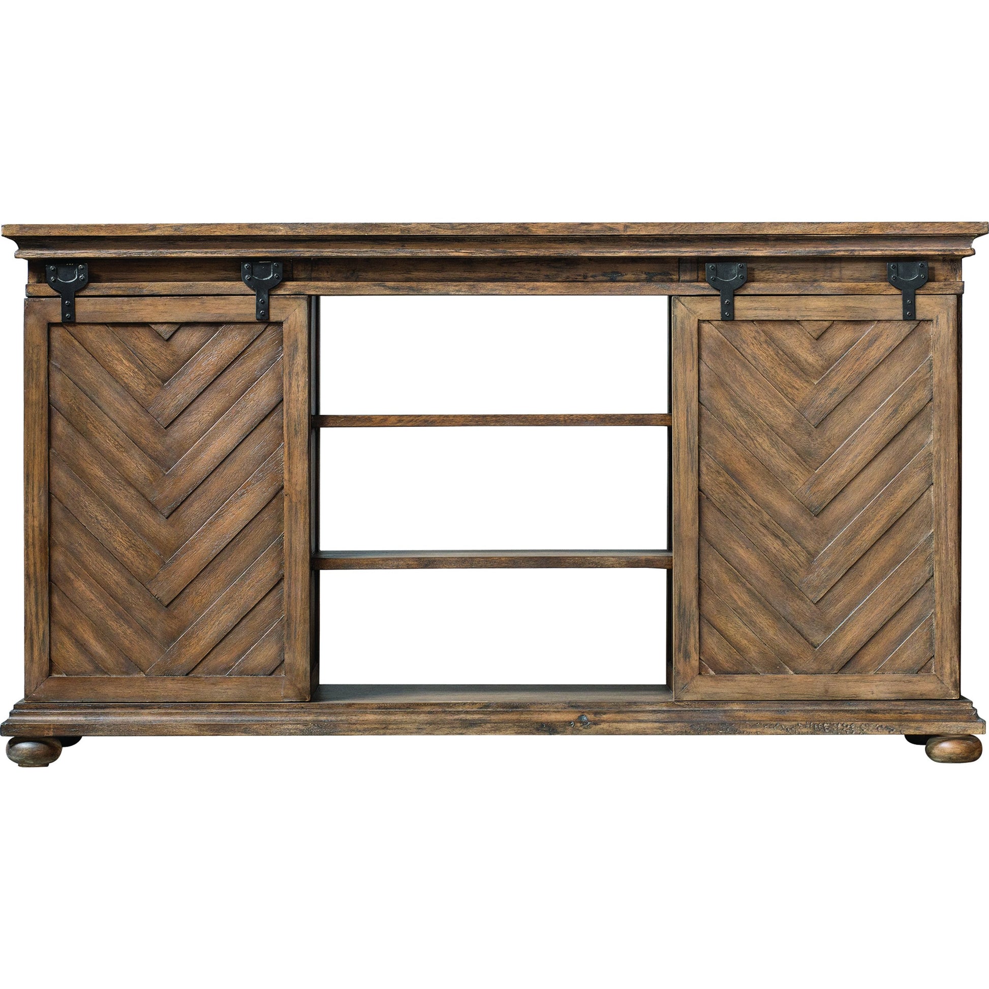 Primalia Barn Door Media Console by Uttermost. Made from mdf carb phase 2 with javawood, mdf in a rustic style.