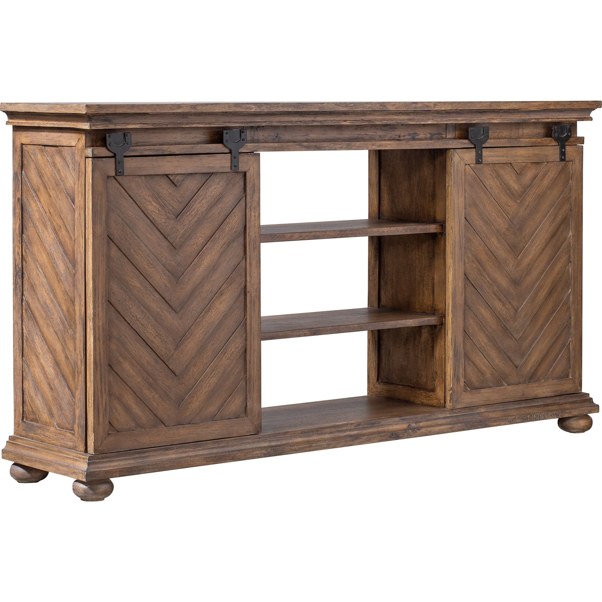 Primalia Barn Door Media Console by Uttermost. Made from mdf carb phase 2 with javawood, mdf in a rustic style.