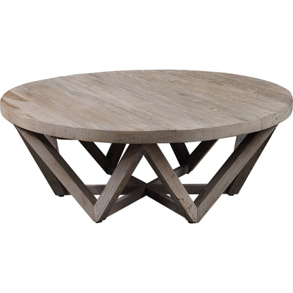 Kendry Reclaimed Wood Coffee Table by Uttermost. Made from old elm in a modern style.