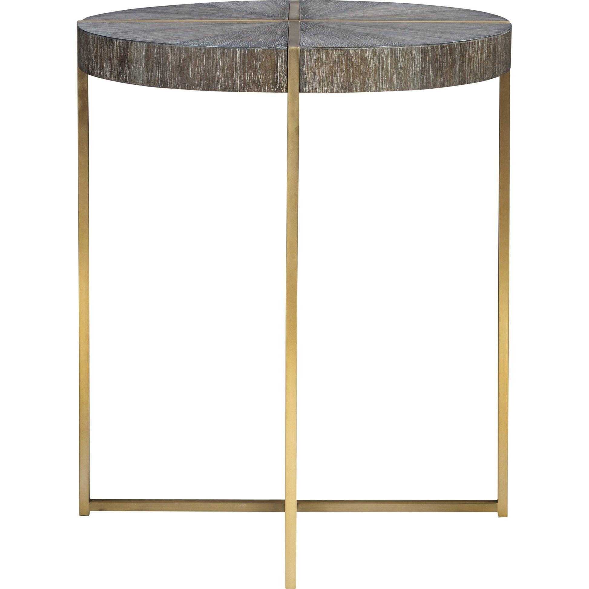 Taja Round Accent Table by Uttermost in dark walnut, gray. Made from stainless steel, acacia veneered mdf top in a modern style.