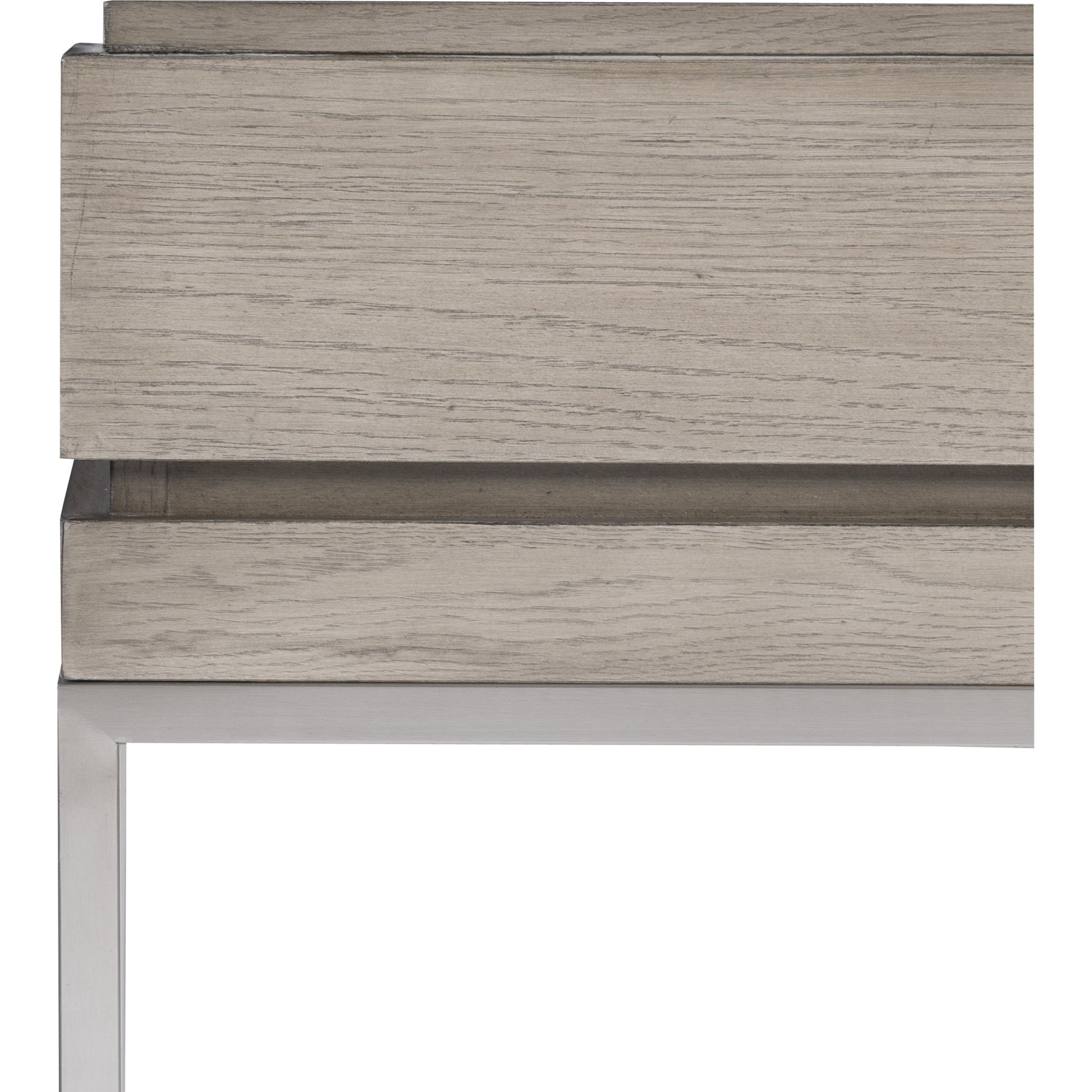Kamala Console Table by Uttermost in gray. Made from stainless steel, mdf, oak veneer in a modern style.