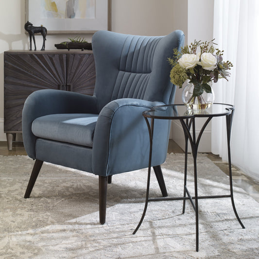 Adhira Glass Accent Table by Uttermost. Made from iron, clear tempered glass in a modern style.