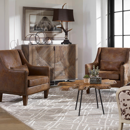 Evros Cabinet by Uttermost. Made from reclaimed fir, plywood, iron in a modern style.