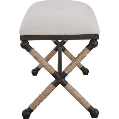Firth Bench by Uttermost. Made from iron, mdf, rope, foam, fabric in a coastal style.