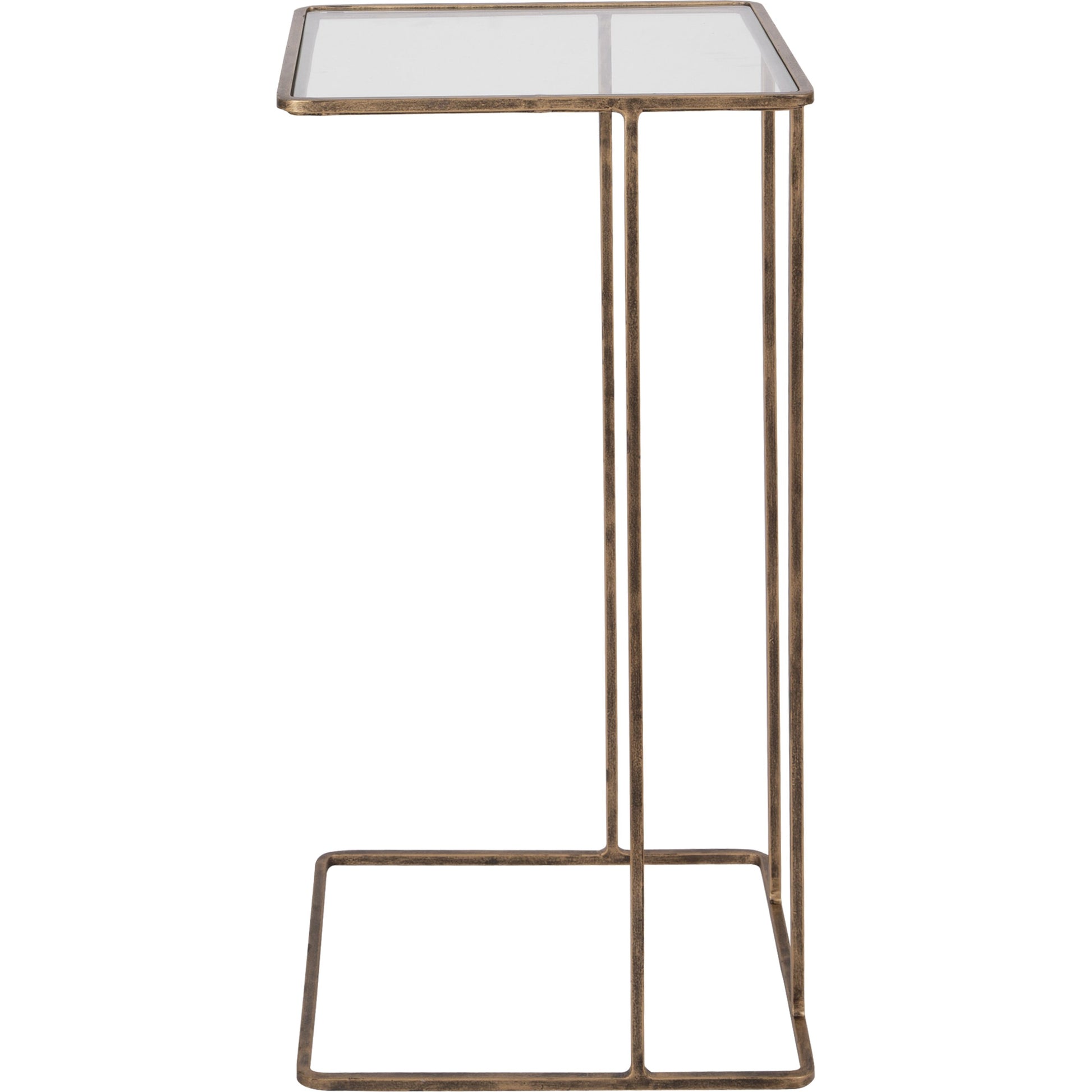 Cadmus Table by Uttermost in gold. Made from iron, glass in a modern style.