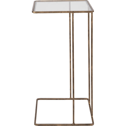 Cadmus Table by Uttermost in gold. Made from iron, glass in a modern style.