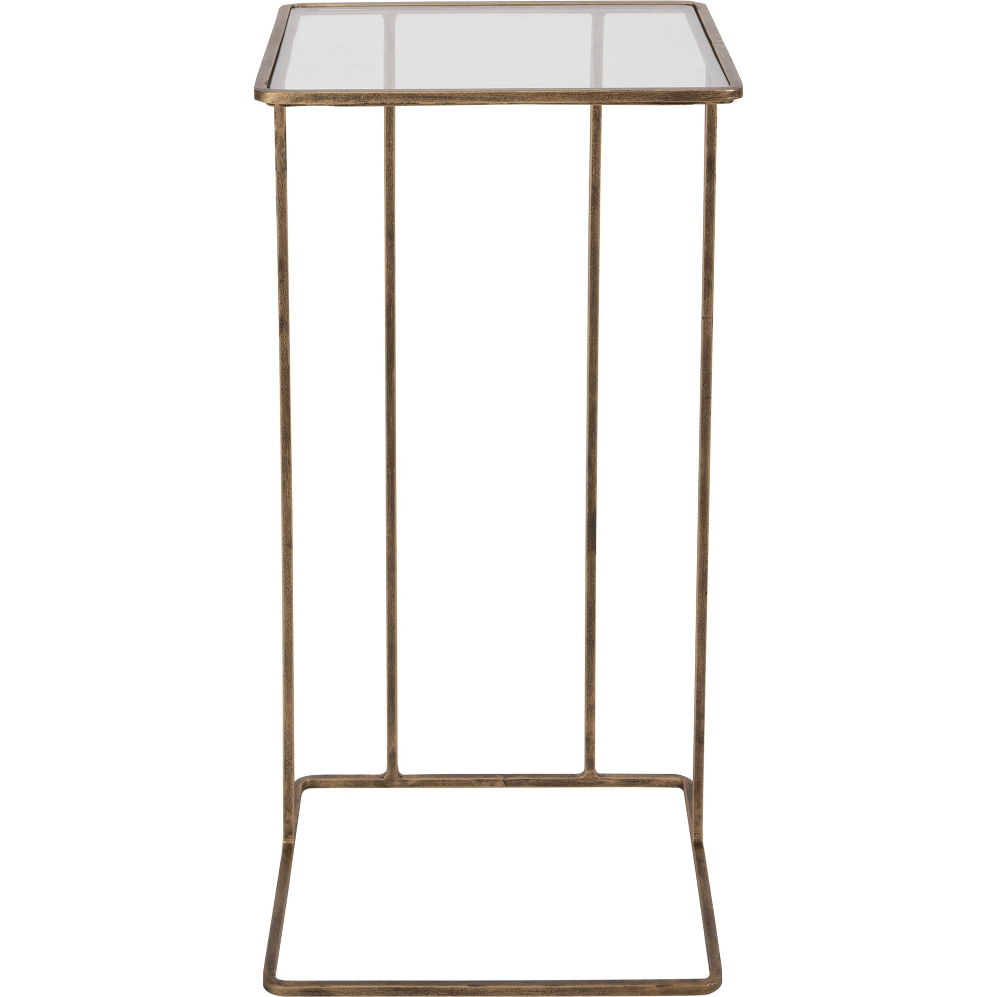 Cadmus Table by Uttermost in gold. Made from iron, glass in a modern style.