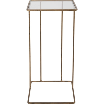 Cadmus Table by Uttermost in gold. Made from iron, glass in a modern style.