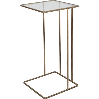Cadmus Table by Uttermost in gold. Made from iron, glass in a modern style.