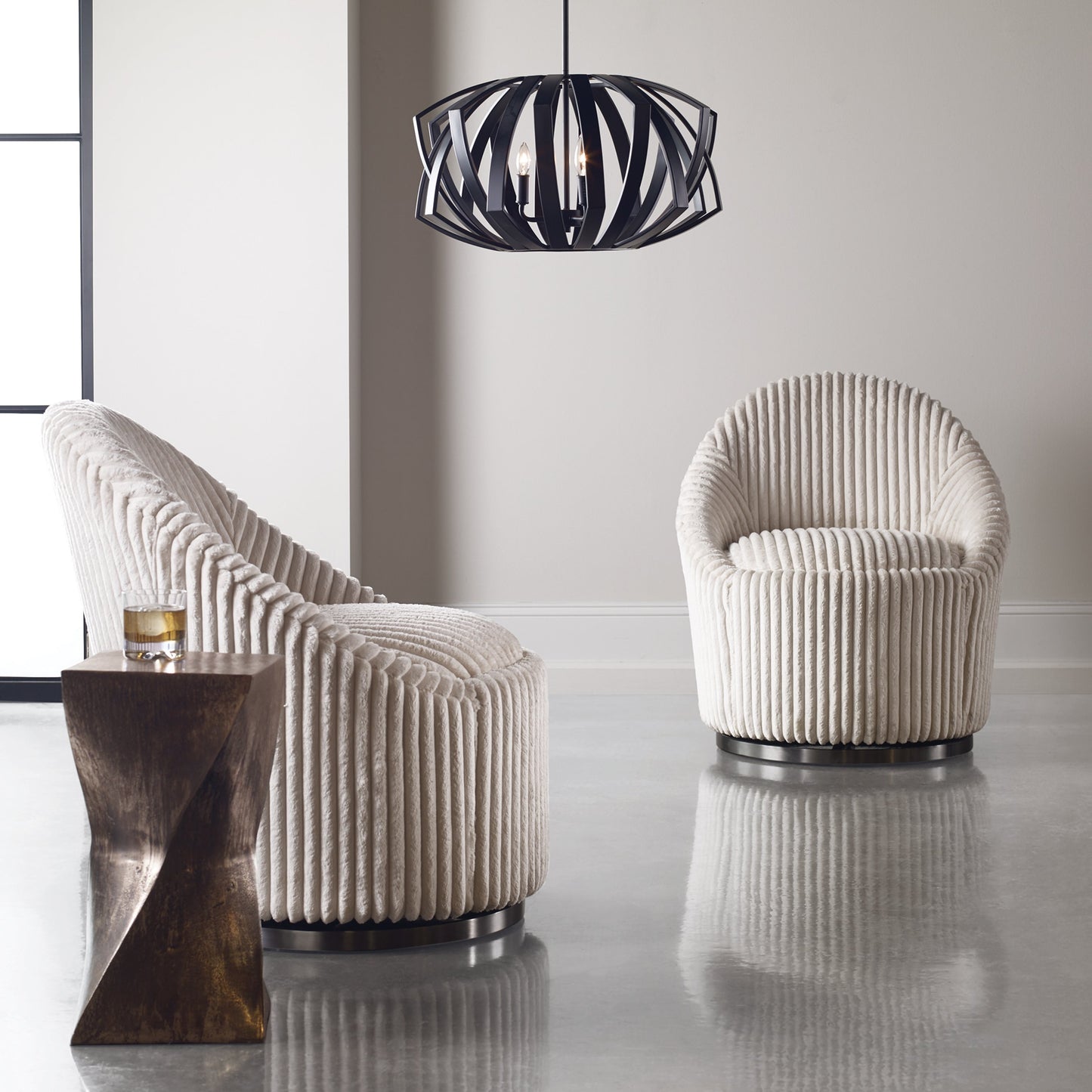 010 SR-801651 | Lifestyle | Euphrates Accent Table by Uttermost. Made from aluminum in a modern style.