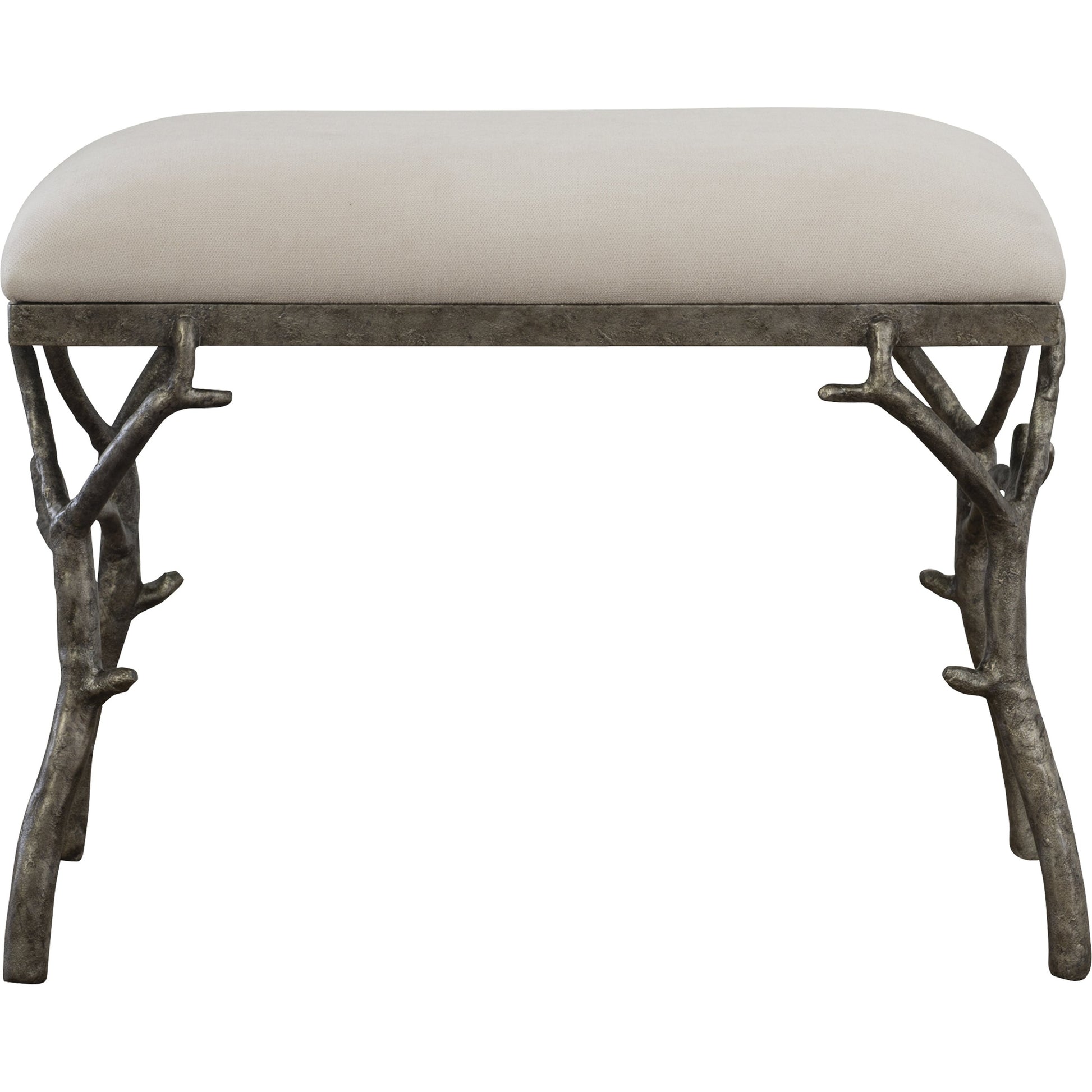 Lismore Fabric Bench by Uttermost. Made from iron, resin, linen, plywood in a rustic style.