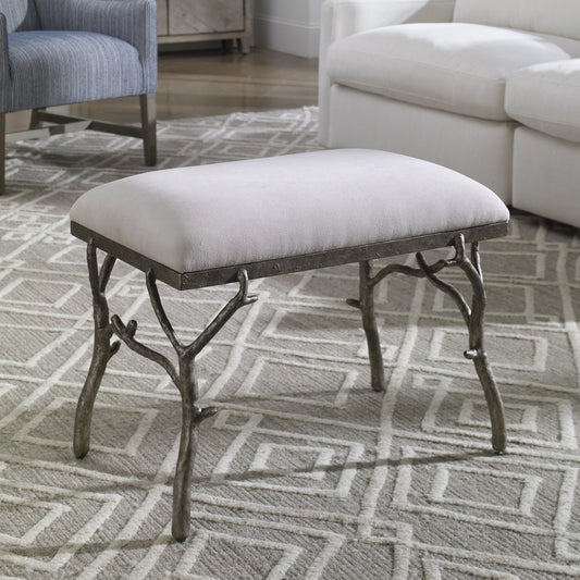 Lismore Fabric Bench by Uttermost. Made from iron, resin, linen, plywood in a rustic style.