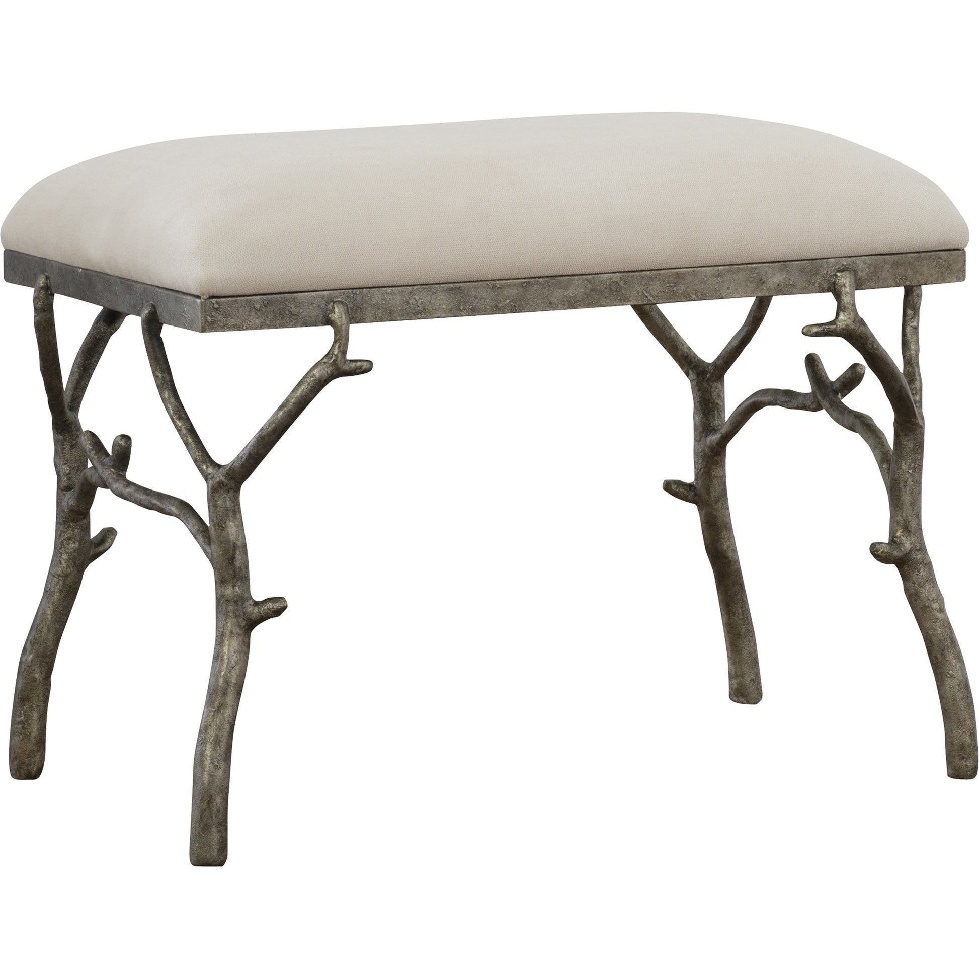 Lismore Fabric Bench by Uttermost. Made from iron, resin, linen, plywood in a rustic style.