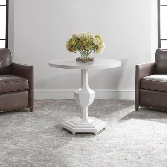 Kabarda Foyer Table by Uttermost in white. Made from mdf, resin, poplar in a cottage & farmhouse style.