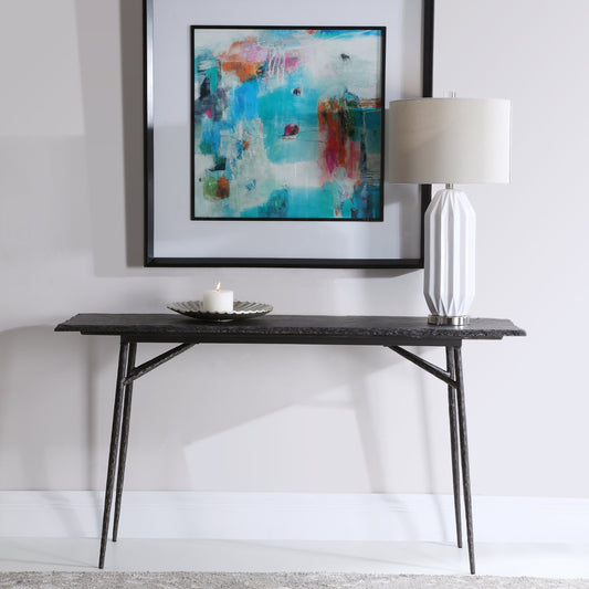 Kaduna Console Table by Uttermost. Made from iron, plywood in a modern style.