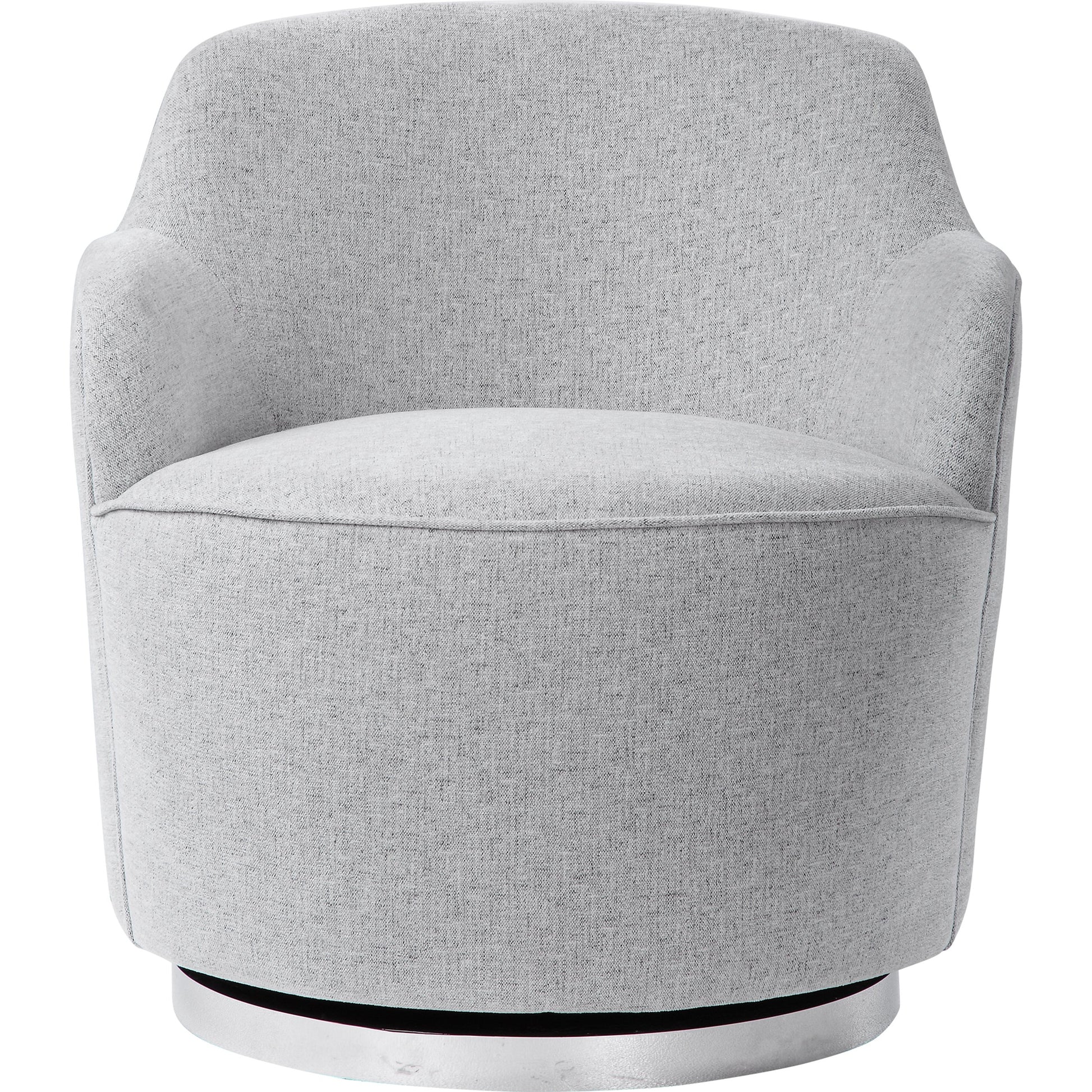 Hobart Casual Swivel Chair by Uttermost. Made from plywood, stainless steel, fabric, foam in a modern style.
