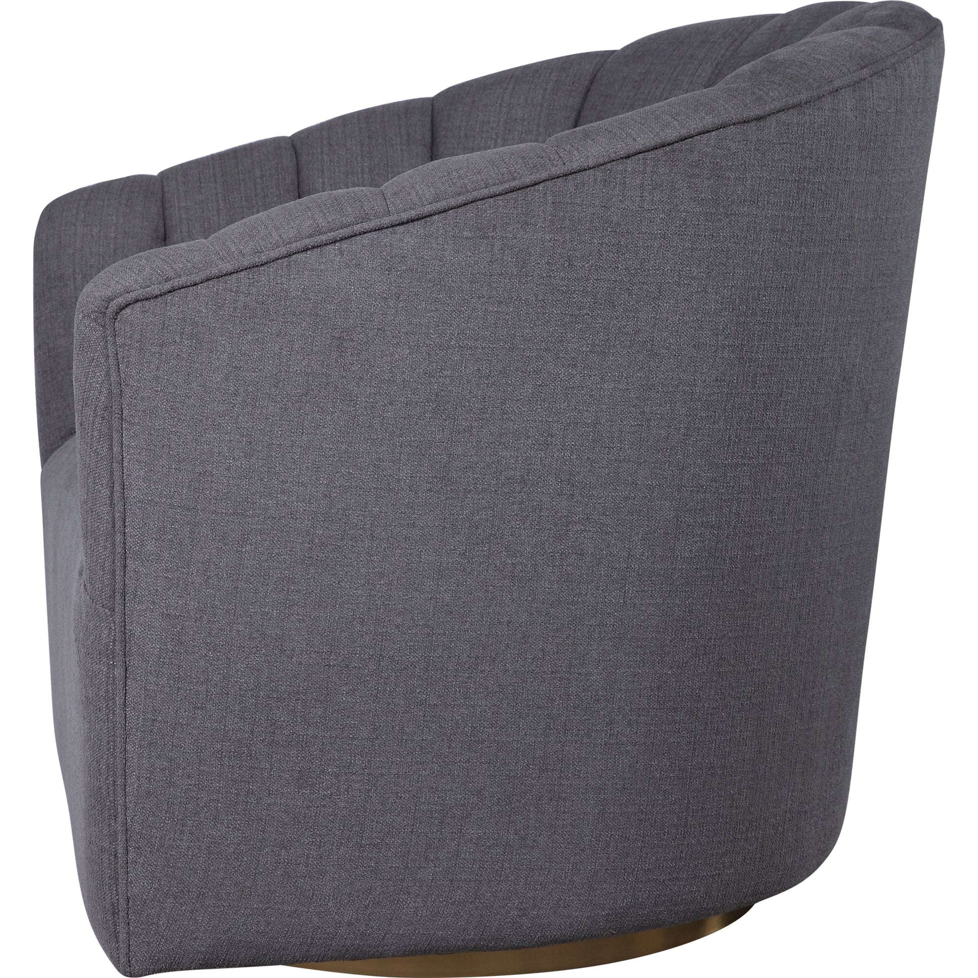 Cuthbert Modern Swivel Chair by Uttermost. Made from stainless steel, plywood, hardwood, foam, fabric in a transitional style.