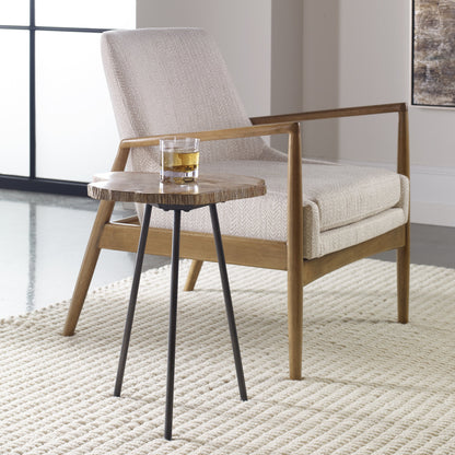 Mircea Petrified Wood Accent Table by Uttermost in wood. Made from 77% petrified wood, 20% plywood, 3% metal in a modern style.