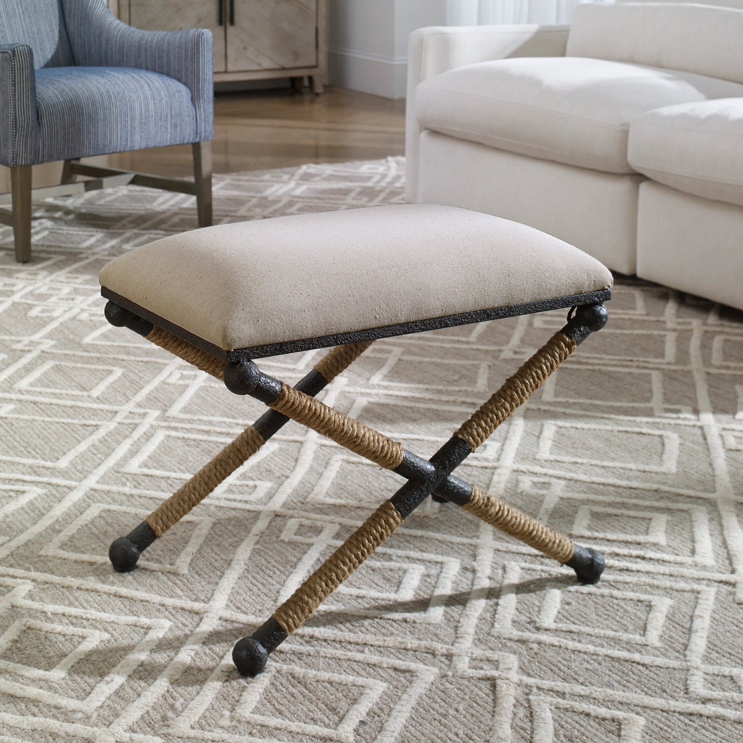 017 SR-824175 | Lifestyle | Firth Small Bench by Uttermost. Made from unique in a coastal style.