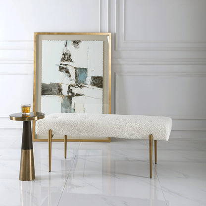 Olivier Bench by Uttermost. Made from stainless steel, fabric, plywood, foam in a modern style.