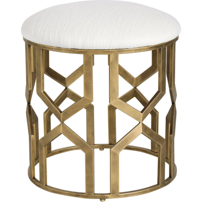 Trellis Geometric Accent Stool by Uttermost. Made from iron, mdf, fabric, foam in a transitional style.