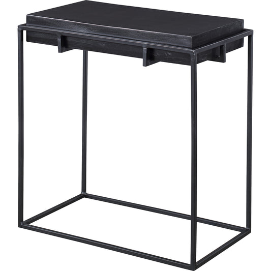 Telone Side Table by Uttermost in black. Made from iron, aluminum in a modern style.