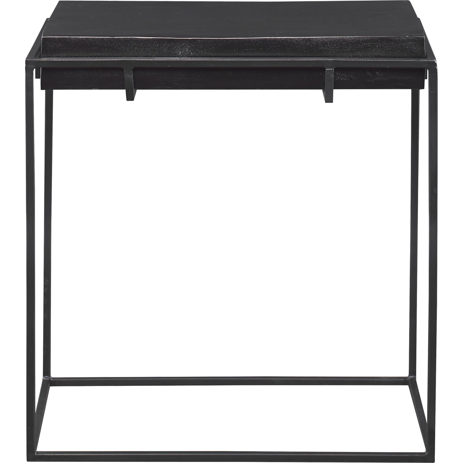 Telone Side Table by Uttermost in black. Made from iron, aluminum in a modern style.