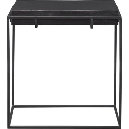 Telone Side Table by Uttermost in black. Made from iron, aluminum in a modern style.