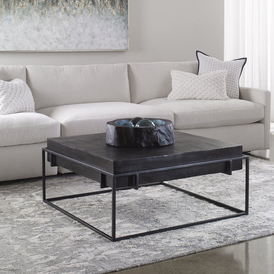 Telone Coffee Table by Uttermost in black. Made from iron, aluminum in a modern style.