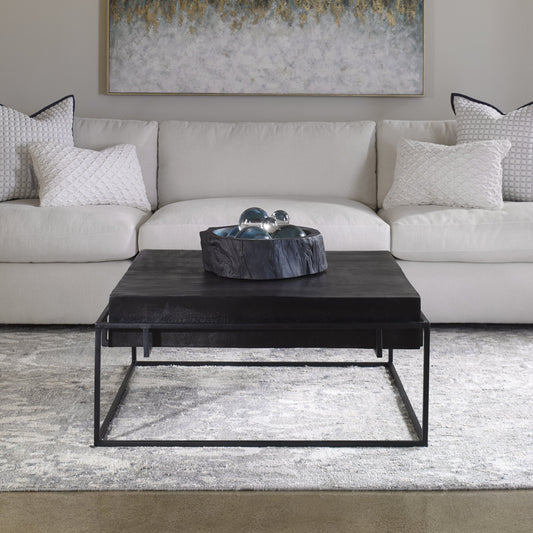 Telone Coffee Table by Uttermost in black. Made from iron, aluminum in a modern style.