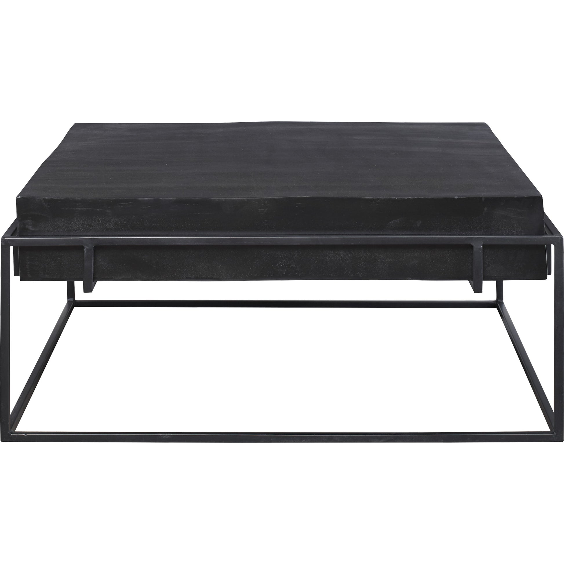 Telone Coffee Table by Uttermost in black. Made from iron, aluminum in a modern style.