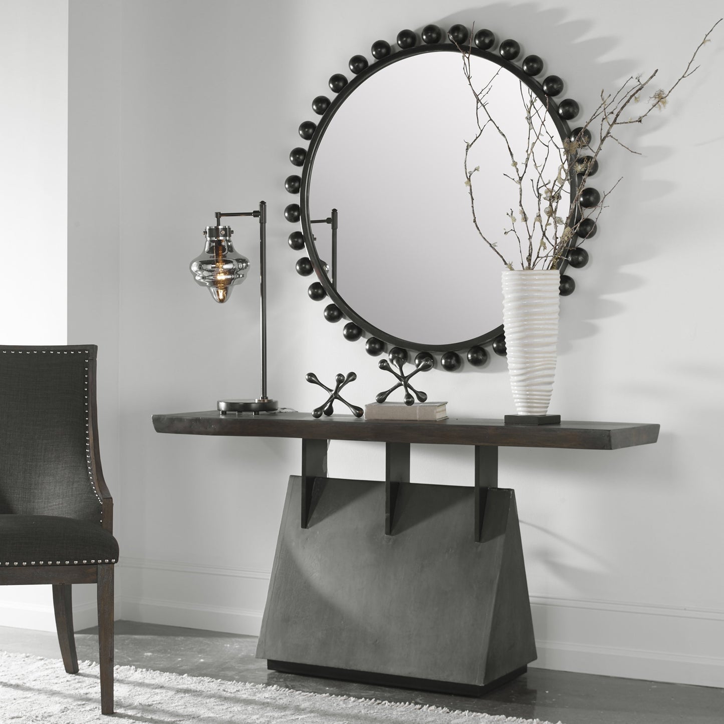 009 SR-860998 | Lifestyle | Vessel Console Table by Uttermost. Made from mahogany wood with iron, title tsca vi in a modern style.