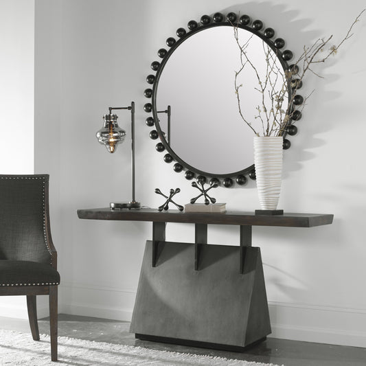 Vessel Console Table by Uttermost. Made from mahogany wood with iron, title tsca vi in a modern style.