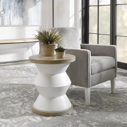 Spool Geometric Side Table by Uttermost. Made from mixed wood with tsca title vi, resin, veneer, plastic pipe in a eclectic & global style.