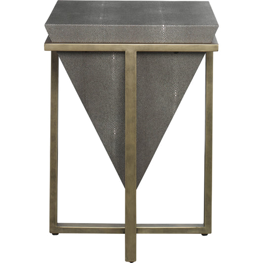 001 None | Unknown | Bertrand Accent Table by Uttermost in aged gold. Made from iron, mdf, faux leather in a eclectic & global style.