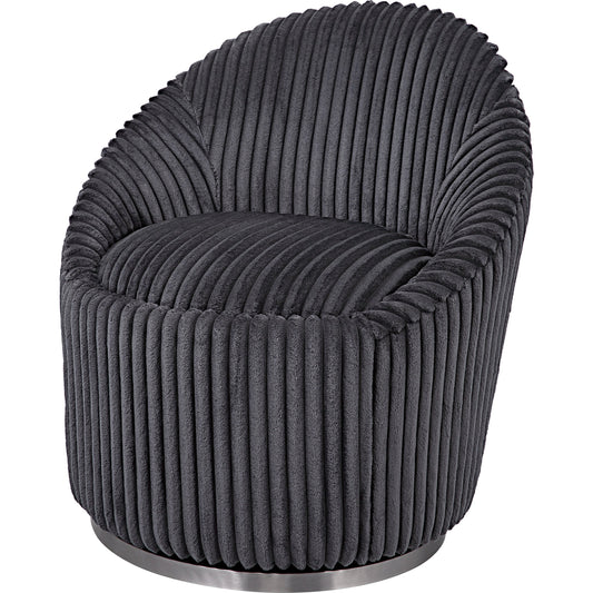 Crue Swivel Chair by Uttermost. Made from plywood, hardwood, fabric, foam, stainless steel in a modern style.